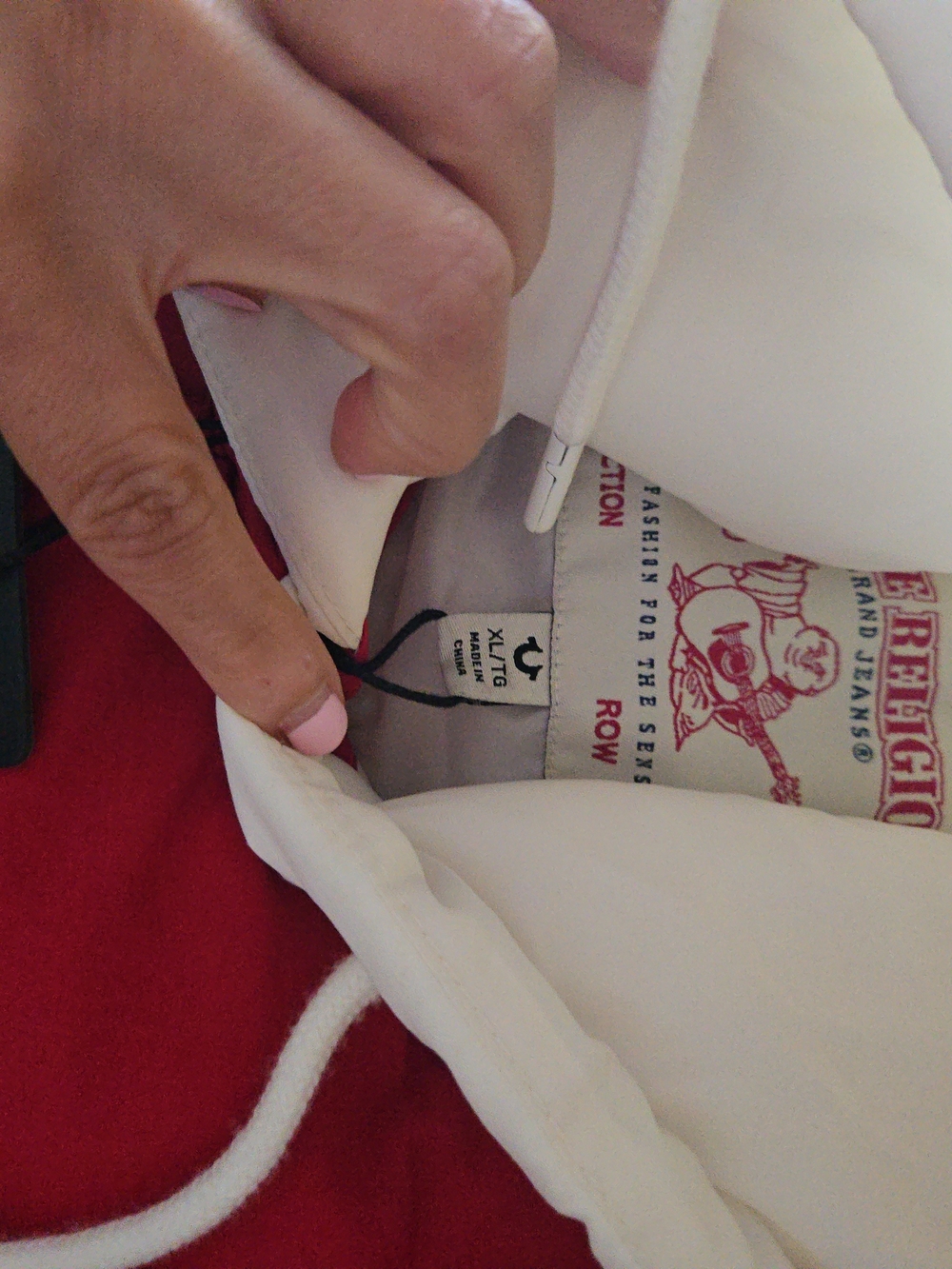 True Religion Red and White Varsity Jacket with Graphic Back - Picture 3 of 3